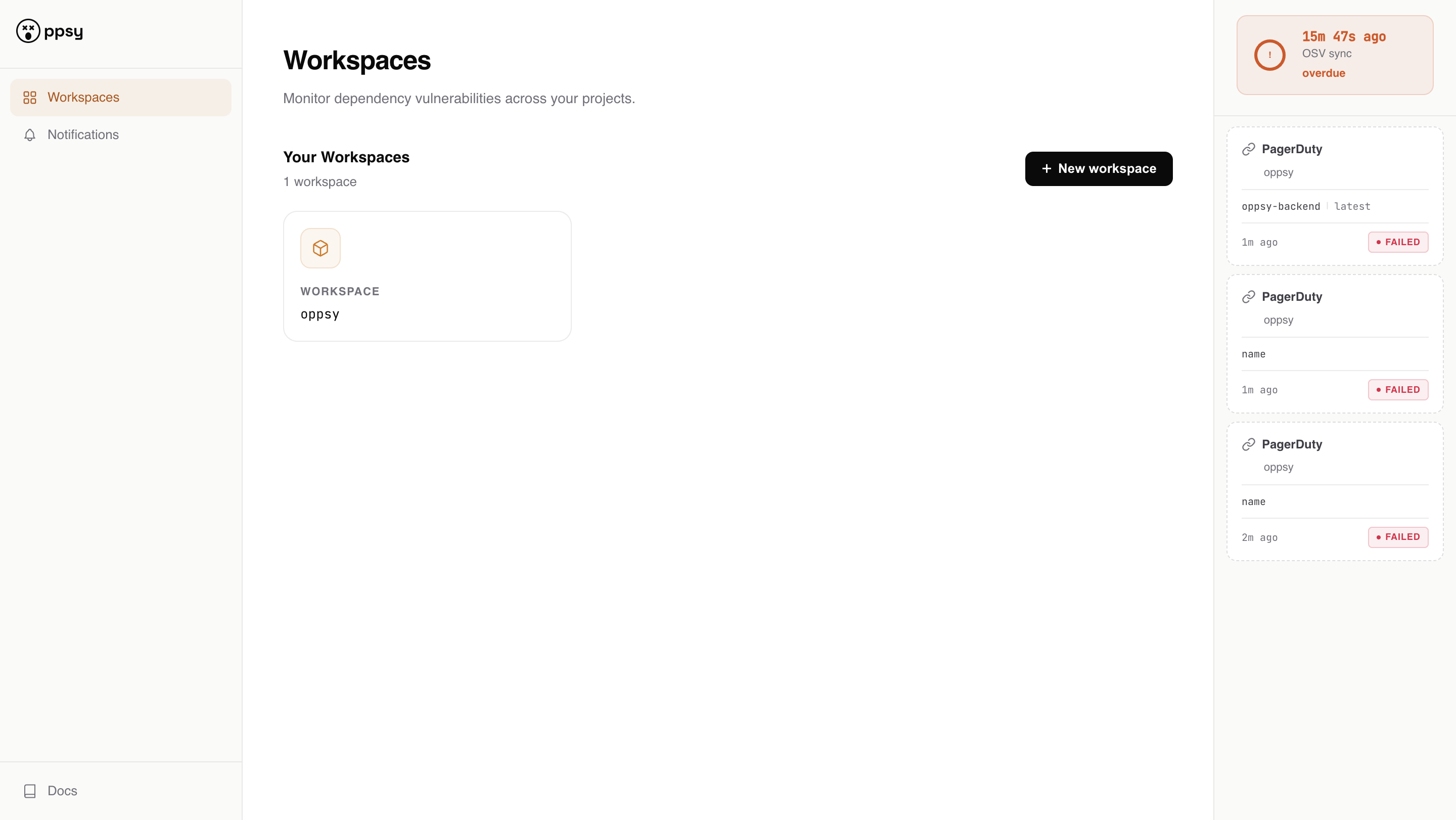 Oppsy dashboard demo